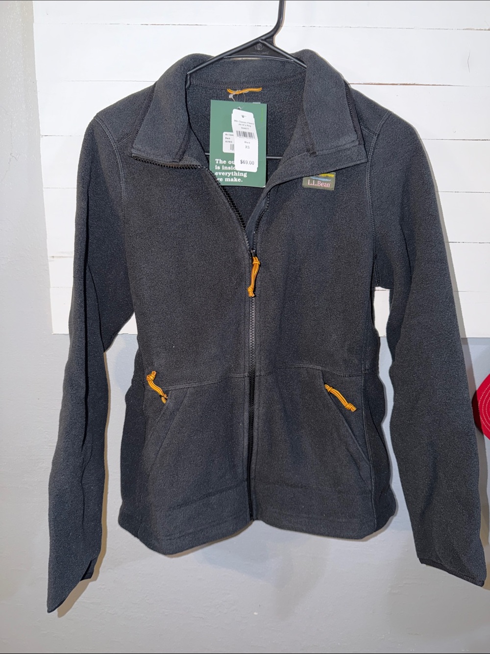 L.L. Bean Women's Black Fleece Jacket with Yellow Zipper Accents